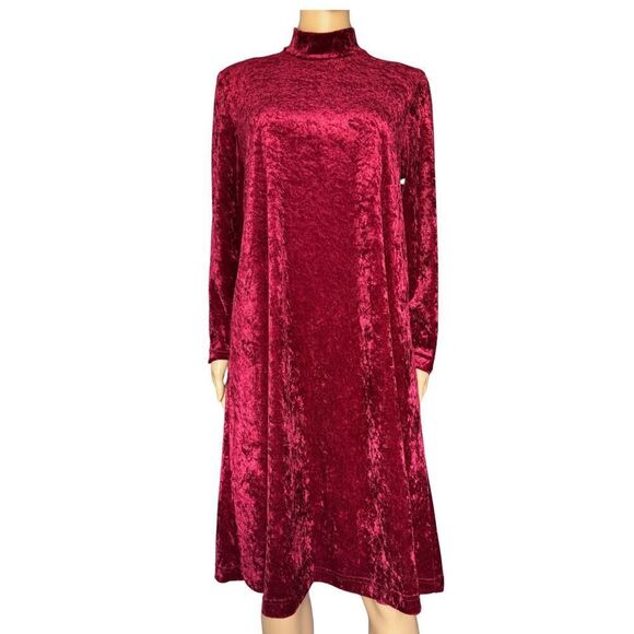 Teddi Petite Dress Womens Burgundy Red Velvet Witchcore Goth Vampire 90s Vintage - Picture 1 of 9